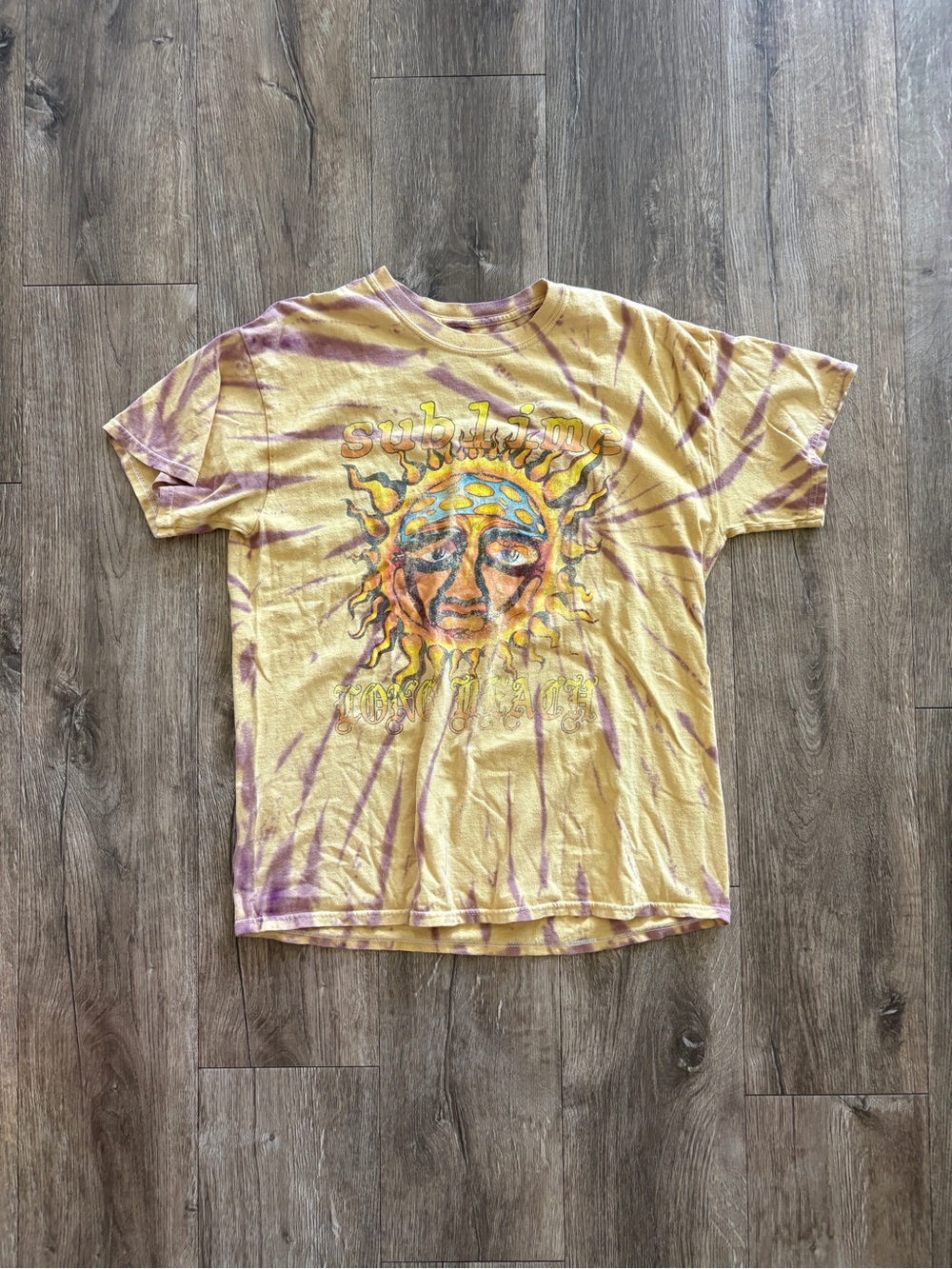Urban Outfitters Yellow & Purple Tie-Dye Sun Graphic Tee